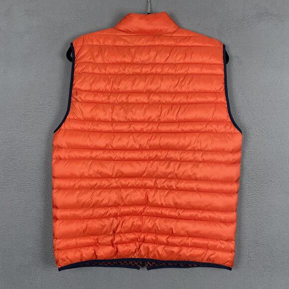 Michael Kors Vest Mens Medium Orange Navy Reversible Puffer Quilted MK Logo - Picture 6 of 16